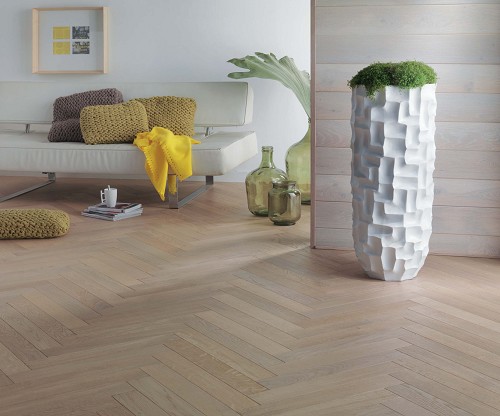 Parquet chêne contrecollé Bâton Rompu Linen